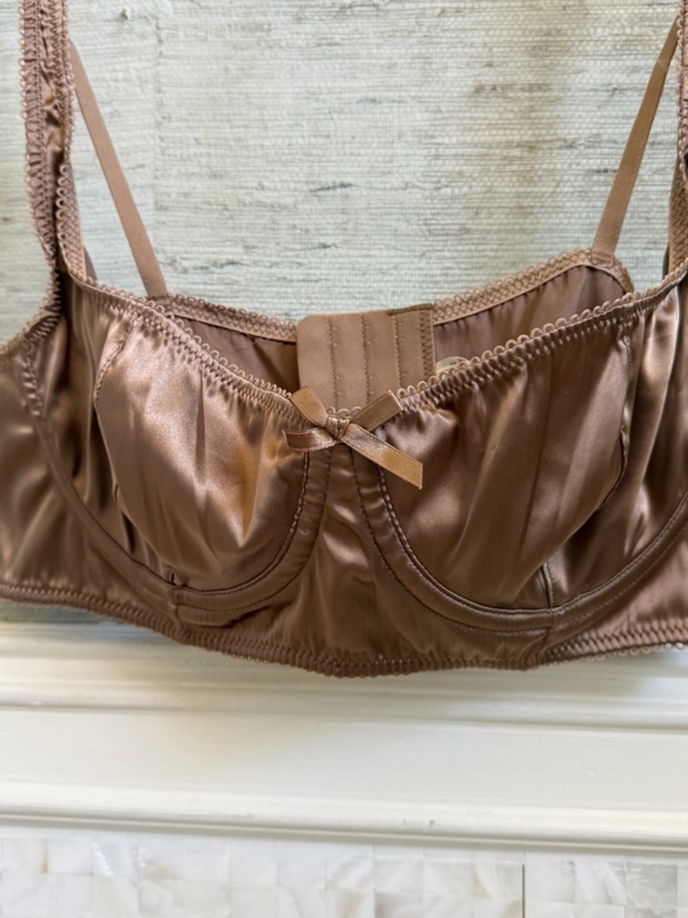 NWT new medium by anthropologie satin bra brown bronze underwire - Picture 6 of 16